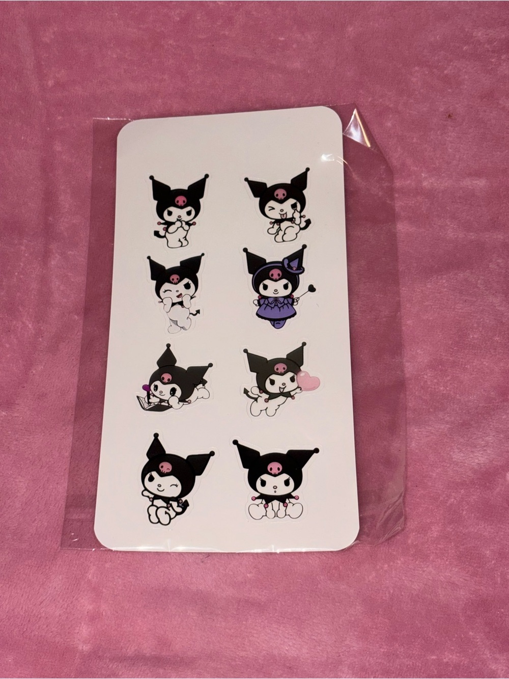 Kuromi Sticker Sheet - Black & Pink Cute Character